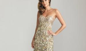 Рокли в злато: красиви варианти за бала или сватба Абитуриентска рокля в злато