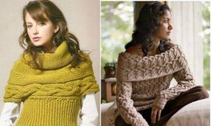 Пуловер с плитки, модел на плетене и описание Плетене на плитки бял пуловер